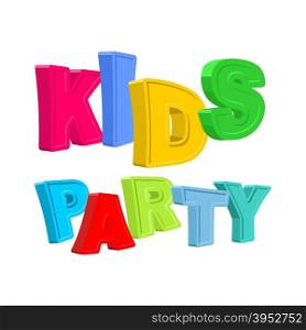 Kids party. Text of colored cartoony characters. Vector illustration&#xA;
