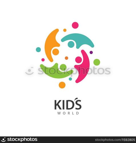 kids play and community logo concept vector template