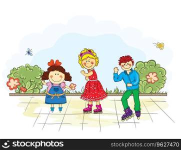 Kids playing in the park Royalty Free Vector Image