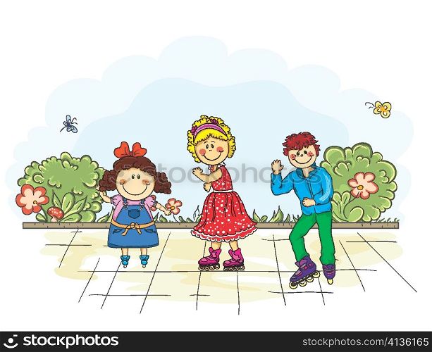 kids playing in the park vector illustration