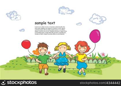 kids playing in the park vector illustration