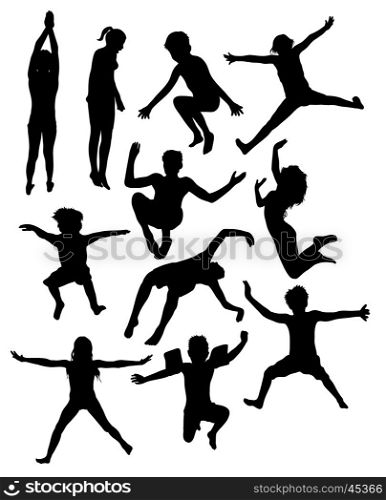 Kids Playing in the Pool,Silhouettes, art vector design