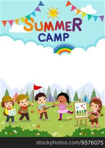 Kids summer camp poster vector image