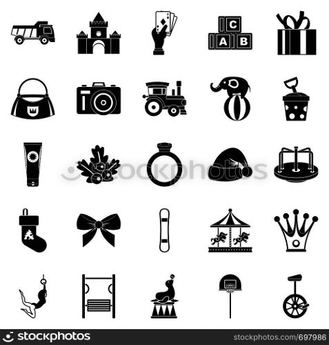 Kids time icons set. Simple set of 25 kids time vector icons for web isolated on white background. Kids time icons set, simple style