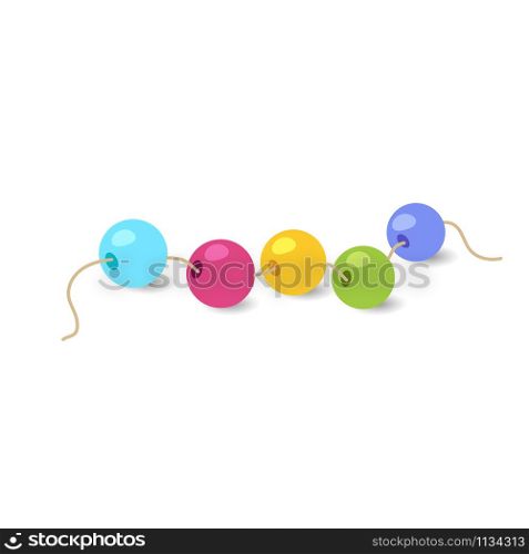 Kids toy cartoon style colorful sling bead wire vector icon isolated on the white background