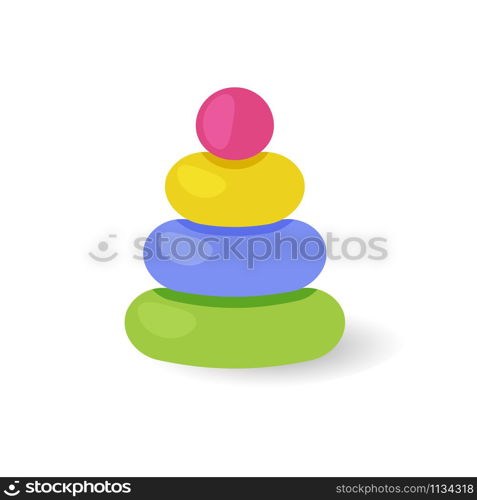 Kids toy cartoon style pyramid vector icon isolated on the white background