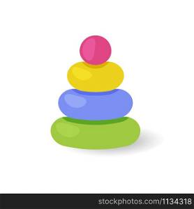 Kids toy cartoon style pyramid vector icon isolated on the white background