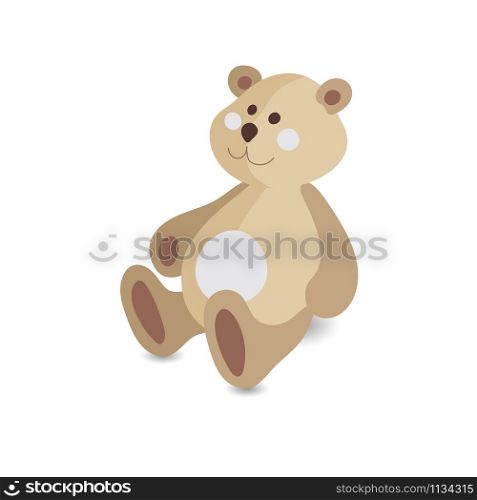Kids toy cartoon style teddy bear vector icon isolated on the white background