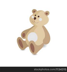 Kids toy cartoon style teddy bear vector icon isolated on the white background