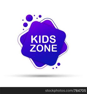 Kids Zone banner template, label. Playground vector child zone sign. Childhood fun room area. Vector stock illustration.