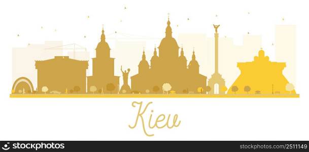 Kiev City skyline golden silhouette. Vector illustration. Simple flat concept for tourism presentation, banner, placard or web site. Business travel concept. Cityscape with landmarks