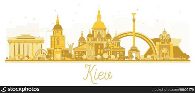 Kiev Ukraine City skyline golden silhouette. Vector illustration. Business travel concept. Kiev Cityscape with landmarks