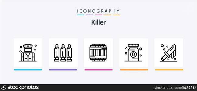 Killer Line 5 Icon Pack Including fire. police. penalty. people. killer. Creative Icons Design