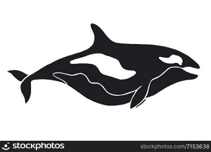Killer Whale illustration. Ocean animal silhouette for logotype or t-shirt print design. Killer Whale illustration. Ocean animal silhouette for logotype or t-shirt print design.
