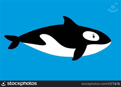 Killer whale sea animal cartoon icon on blue background, vector illustration. Killer whale sea animal icon