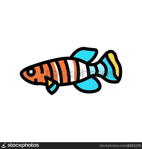 killifish aquarium fish color icon vector. killifish aquarium fish sign. isolated symbol illustration. killifish aquarium fish color icon vector illustration