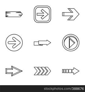Kind of arrow icons set. Outline illustration of 9 kind of arrow vector icons for web. Kind of arrow icons set, outline style