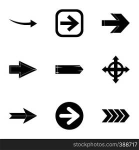 Kind of arrow icons set. Simple illustration of 9 kind of arrow vector icons for web. Kind of arrow icons set, simple style