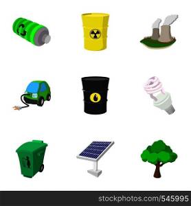 Kind of energy icons set. Cartoon illustration of 9 kind of energy vector icons for web. Kind of energy icons set, cartoon style