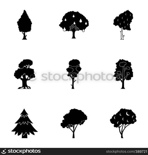 Kind of trees icons set. Simple illustration of 9 kind of trees vector icons for web. Kind of trees icons set, simple style