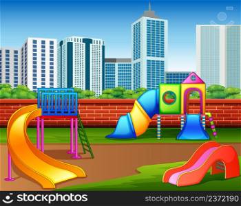 Kindergarten or kids playground in city park