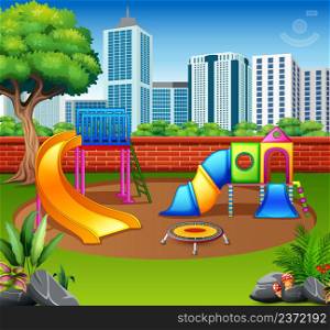 Kindergarten or kids playground in city park