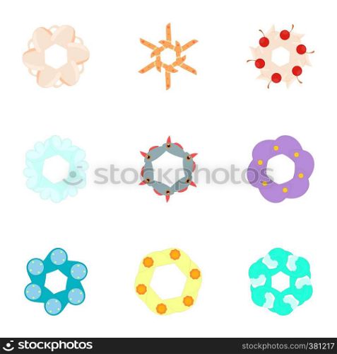 Kinds of flowers icons set. Cartoon illustration of 9 kinds of flowers vector icons for web. Kinds of flowers icons set, cartoon style