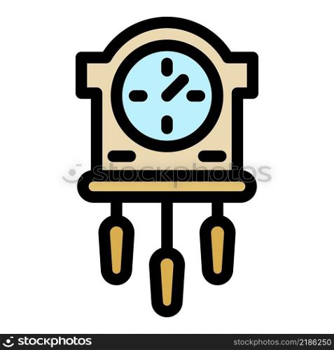Kinetic pendulum clock icon. Outline kinetic pendulum clock vector icon color flat isolated. Kinetic pendulum clock icon color outline vector