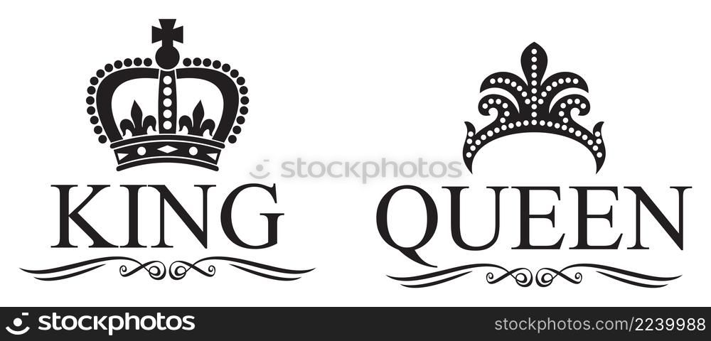 King and queen crowns vector design
