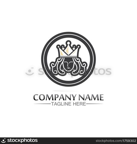 king and queen logo, princess, Crown Logo Template vector icon illustration design