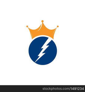 King bolt vector logo design. Thunder crown logo concept.