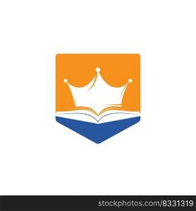 King Book vector logo template design. Vector book and crown logo concept. 