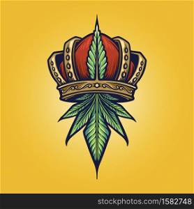 King Cannabis Logo Weed shop and company Illustrations