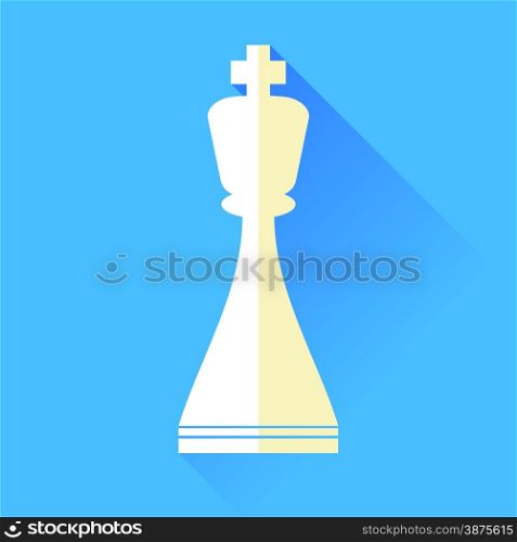King Chess Icon Isolated on Blue Background. King Chess Icon