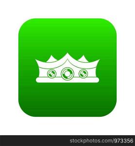 King crown icon digital green for any design isolated on white vector illustration. King crown icon digital green