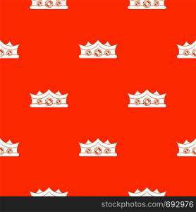 King crown pattern repeat seamless in orange color for any design. Vector geometric illustration. King crown pattern seamless
