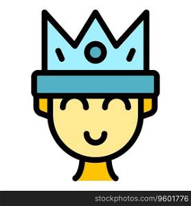 King gamer icon outline vector. Controller cyber. Online challenge color flat. King gamer icon vector flat