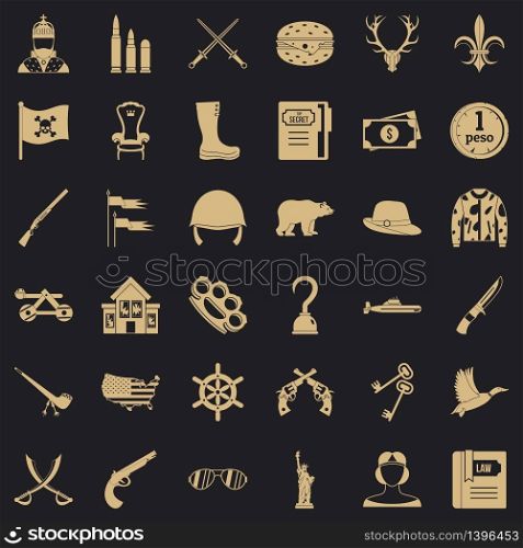 King icons set. Simple style of 36 king vector icons for web for any design. King icons set, simple style
