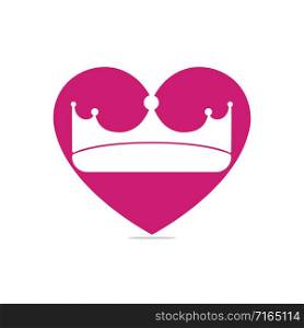King love logo design. Heart and crown icon vector design.