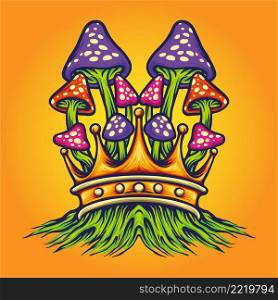 King Mushrooms Oyster  Vector illustrations for your work Logo, mascot merchandise t-shirt, stickers and Label designs, poster, greeting cards advertising business company or brands.