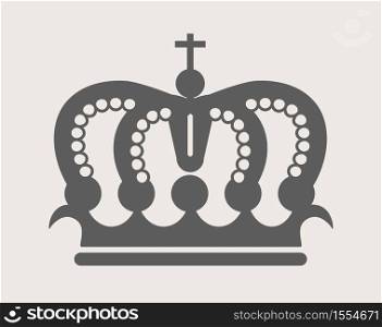 King or Queen crown royalty accessory or headdress vector power monochrome symbol treasure gold and gemstones ancient jewelry Medieval monarchy heraldry cross and diamonds ancient Victorian coronet.. Crown royalty accessory or headdress power monochrome symbol