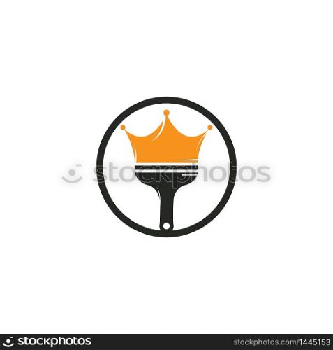 King paint vector logo design. Crown and paint brush icon.