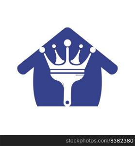 King paint vector logo design. Crown and paint brush icon.	