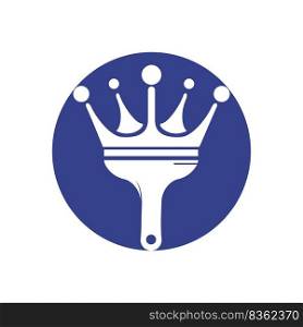 King paint vector logo design. Crown and paint brush icon. 