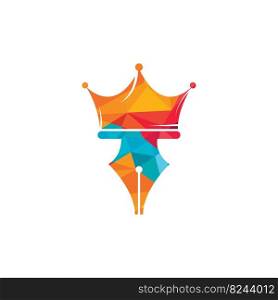 King pen vector logo design. Royal Pen crown Logo design vector template. 