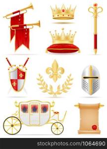 king royal golden attributes of medieval power vector illustration isolated on white background