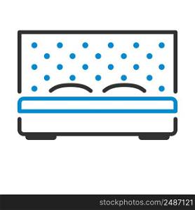 King-size Bed Icon. Editable Bold Outline With Color Fill Design. Vector Illustration.