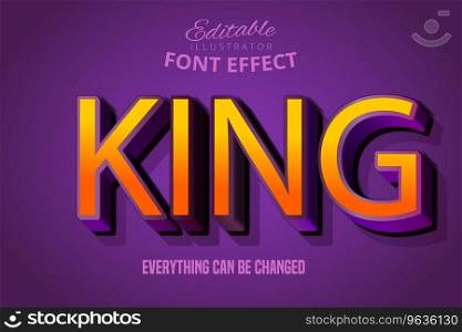 King text 3d purple and orange editable font Vector Image