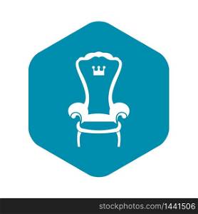 King throne chair icon in simple style on a white background vector illustration. King throne chair icon, simple style
