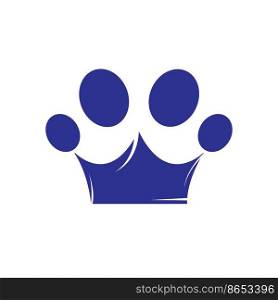 Kingdom pet shop vector logo design. Paw symbol with crown logo vector illustration.	
